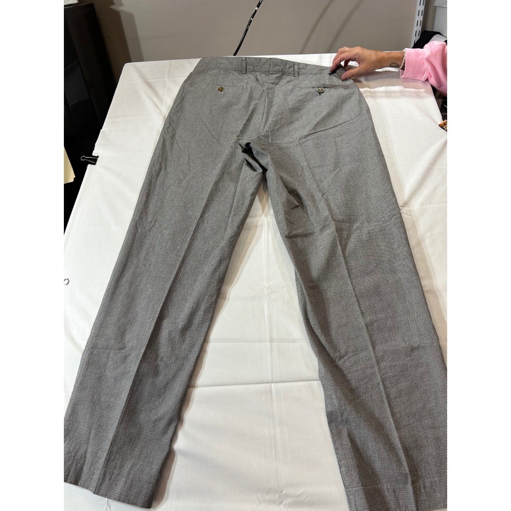 Tommy Hilfiger Grey Houndstooth Pleated Dress Pants Trousers 34 x 32
